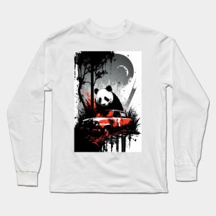 Panda Behind A Rusted Car Long Sleeve T-Shirt